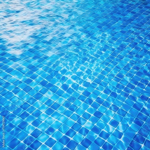 Water abstract blue mosaic tiles on the floor of the swimming pool