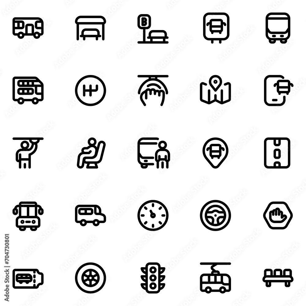 Bus Line Icon Sheet Bus Line Icon Sheet