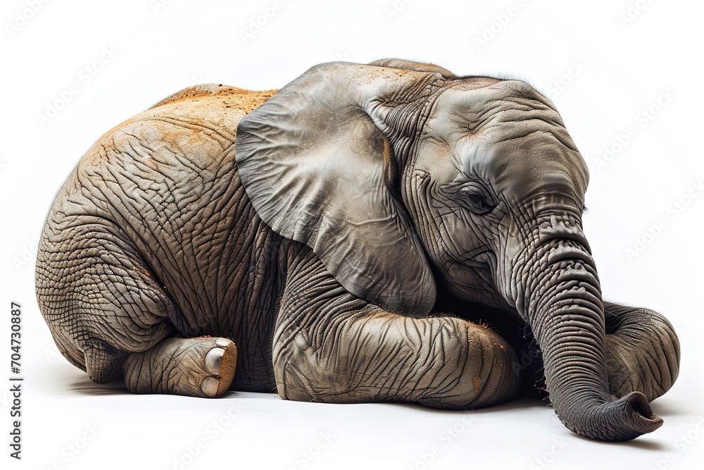 Fototapeta premium Elephant Sleep Isolated