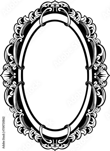 Oval Vintage Frame, Ornaye Patern, Elite Round Frame For Wedding Invitations Stock Illustration