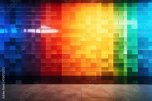 Sunlight reflecting on a wall with colors from the rainbow Light dispersion and refraction
