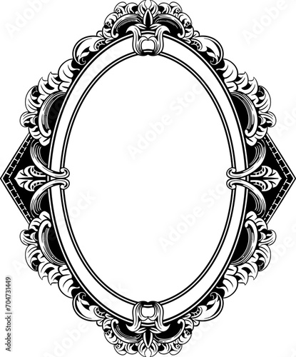 Oval Vintage Frame, Ornaye Patern, Elite Round Frame For Wedding Invitations Stock Illustration