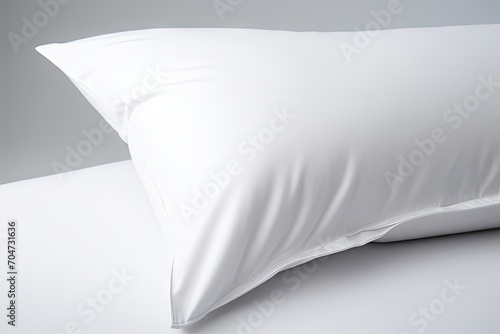 White pillow on white background in close up view