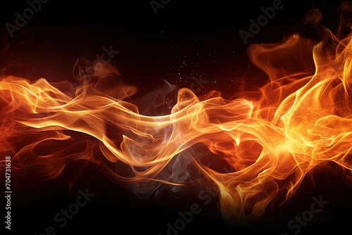 Abstract fiery backdrop on black surface