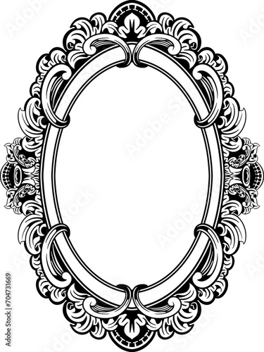 Oval Vintage Frame, Ornaye Patern, Elite Round Frame For Wedding Invitations Stock Illustration