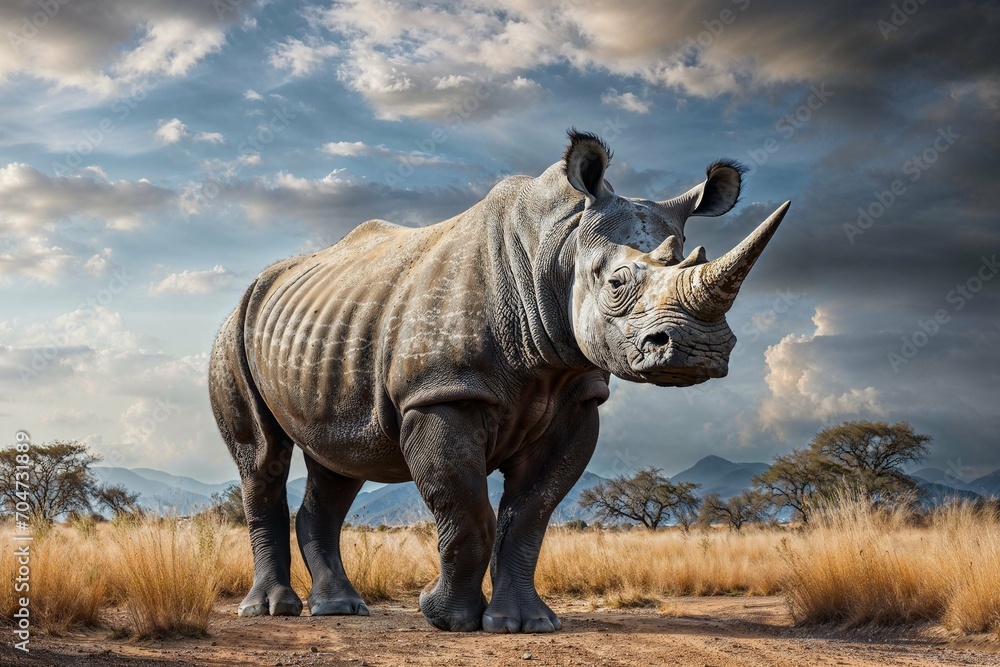 Fototapeta premium Savannah Titan: The Rhino's Domain