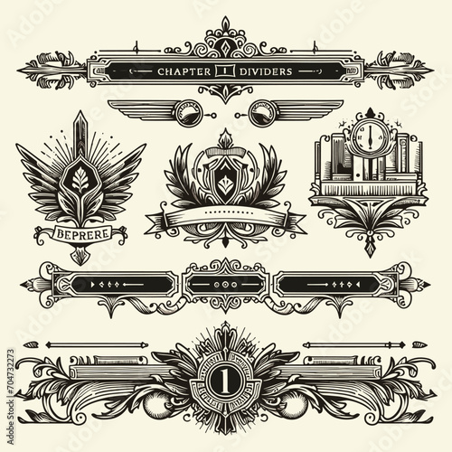 Free vector to chapter dividers set element retro decoration vintage