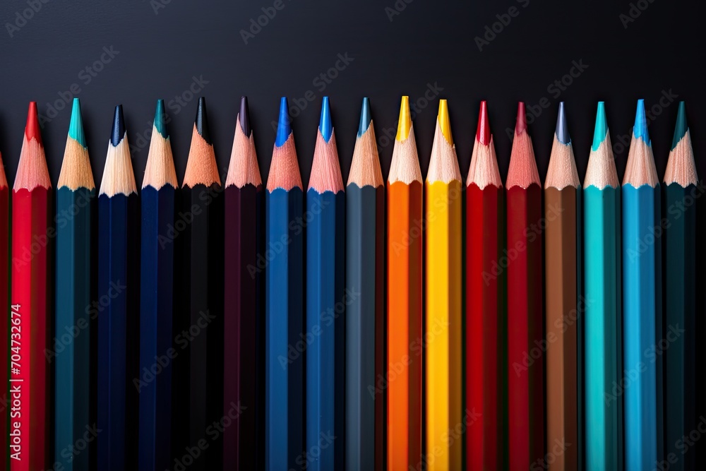 Isolated white background with color pencils Isolated white background with color pencils