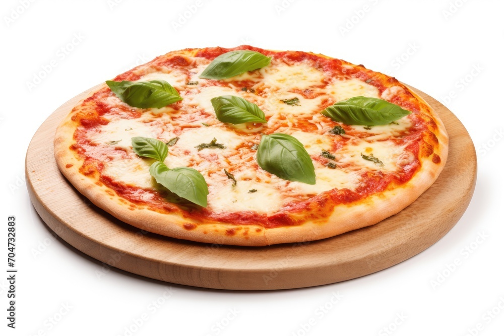 Margarita pizza on a white background