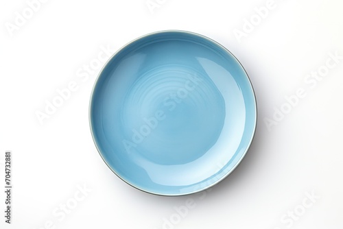 Lonely ceramic plate on white background