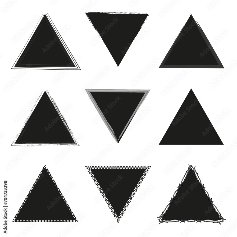 Brush paint ink triangle shaped elements. Vector illustration. EPS 10. Brush paint ink triangle shaped elements. Vector illustration. EPS 10.