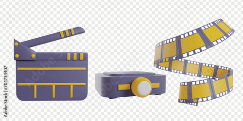 Entertainment 3d icons render clipart. Suitable for landing page or social media icons