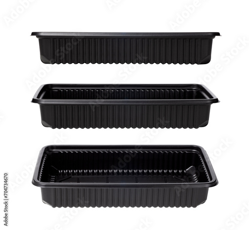 empty plastic food tray isolated on white background photo