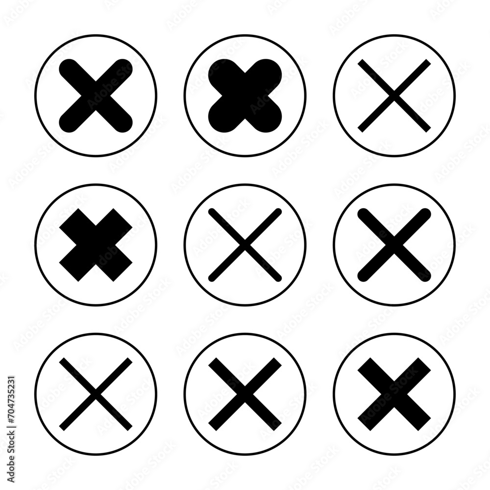 Close icon vector. Delete sign and symbol. cross sign Close icon vector. Delete sign and symbol. cross sign
