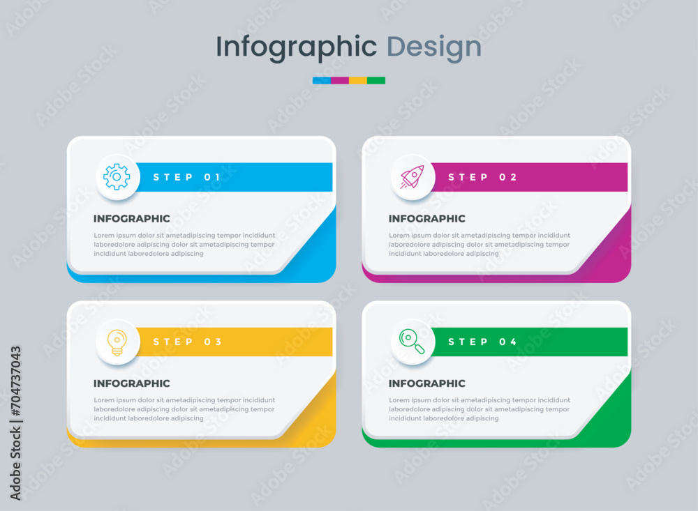 Business infographic design template with icons and 4 options or steps. Can be used for workflow, presentation, etc. Vector illustration Business infographic design template with icons and 4 options or steps. Can be used for workflow, presentation, etc. Vector illustration