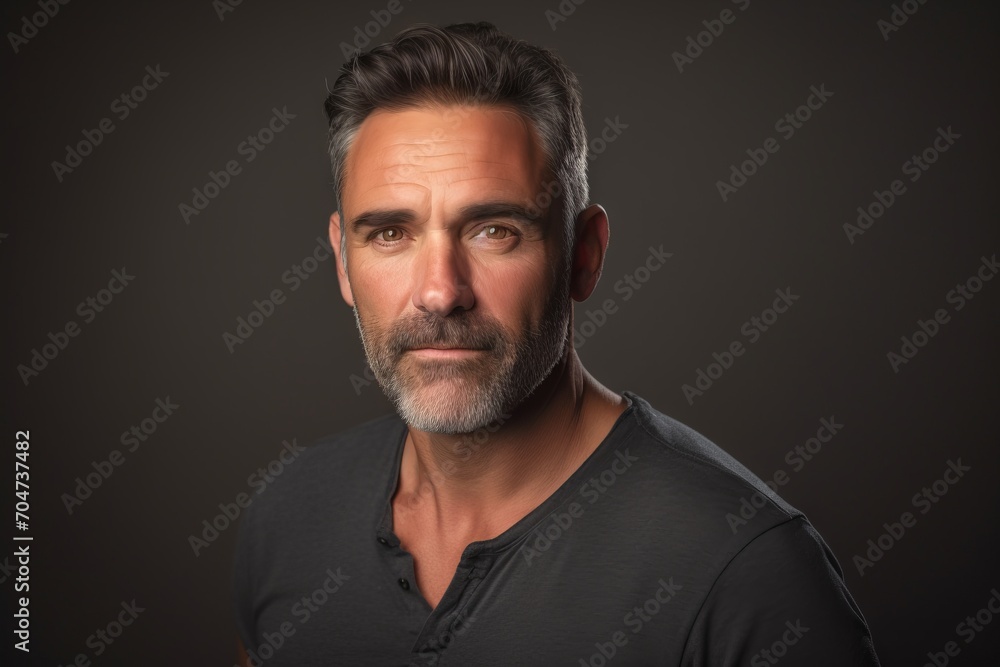 Handsome middle aged man with beard and mustache. Studio shot.