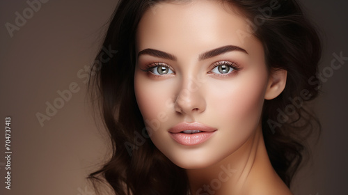 beautiful woman face with healthy clean beauty skin