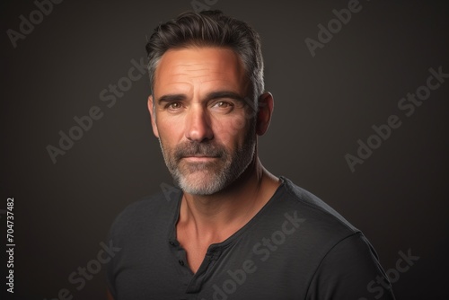 Handsome middle aged man with beard and mustache. Studio shot.