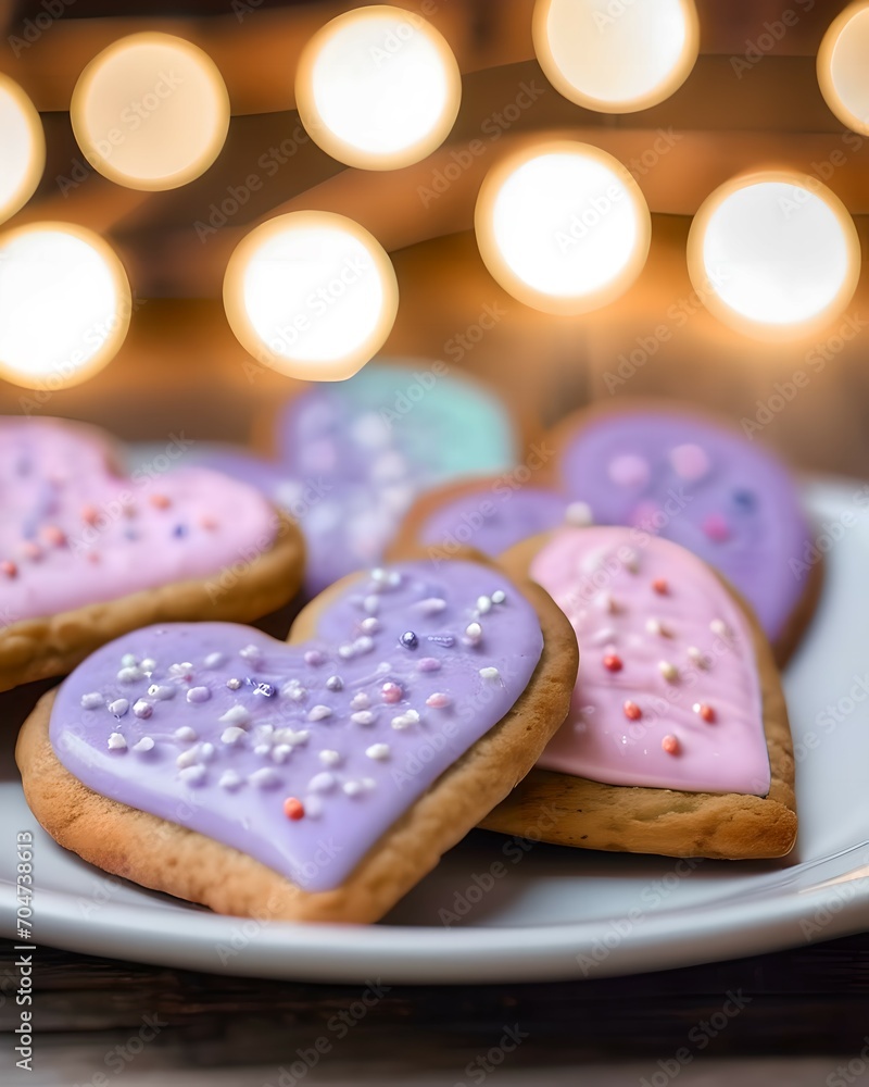 heart shaped cookies on the table pastel color heart shaped cookies on the table pastel color