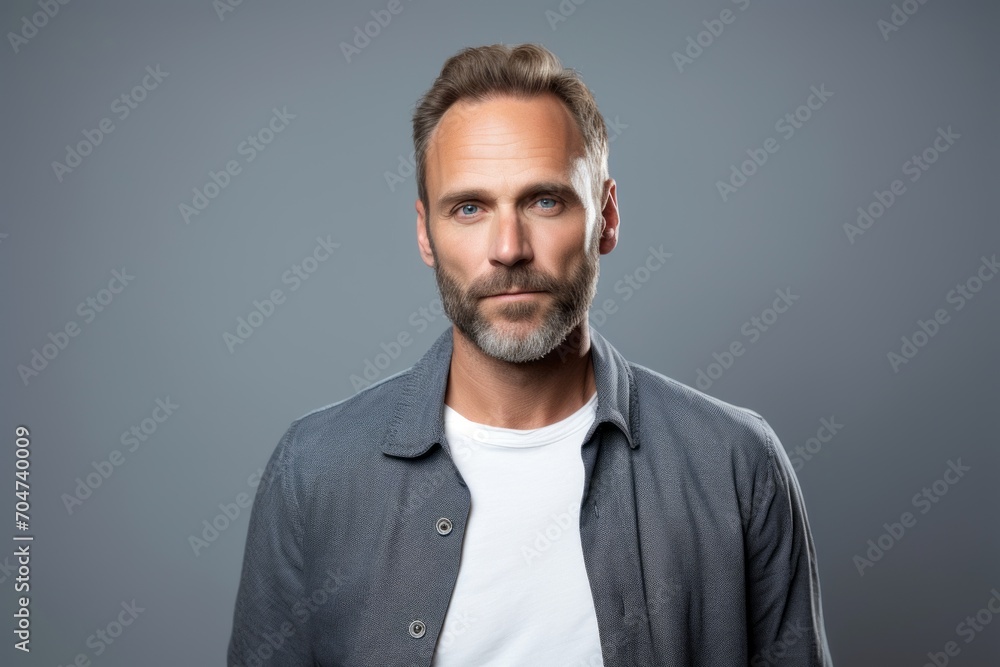 Handsome middle-aged man in casual clothes. Studio shot. Handsome middle-aged man in casual clothes. Studio shot.