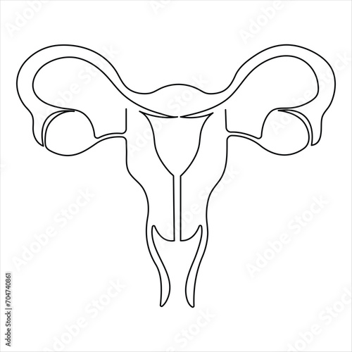 Female reproductive uterus of continuous single line art drawing and woman day one outline vector art illustration