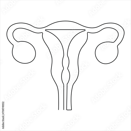Female reproductive uterus of continuous single line art drawing and woman day one outline vector art illustration