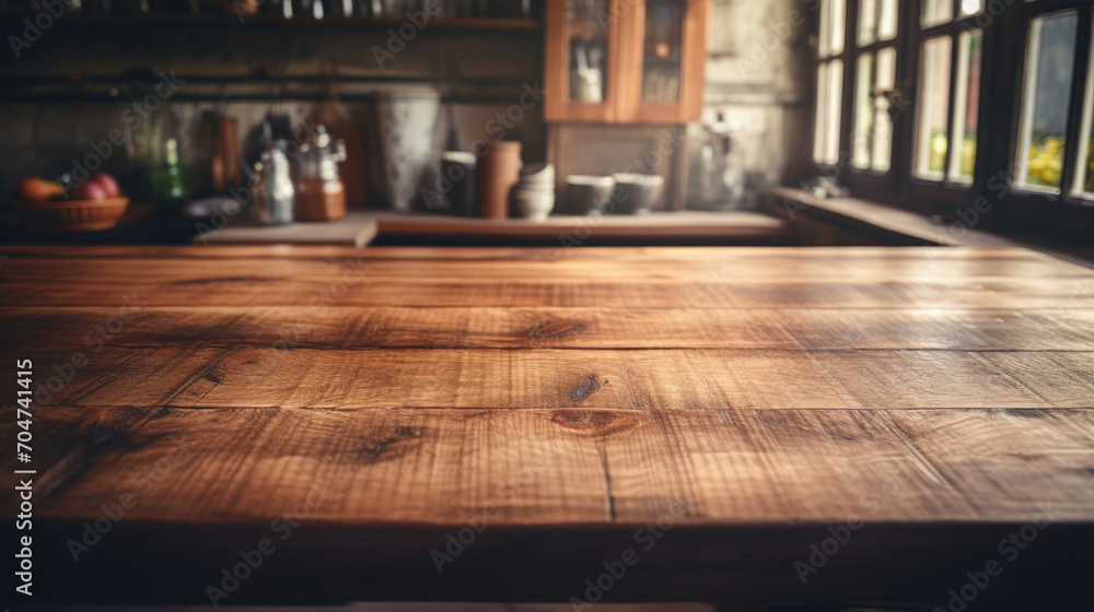 Rustic wooden kitchen countertop with warm sunlight streaming through, inviting home cooking and family gatherings. Rustic wooden kitchen countertop with warm sunlight streaming through, inviting home cooking and family gatherings.