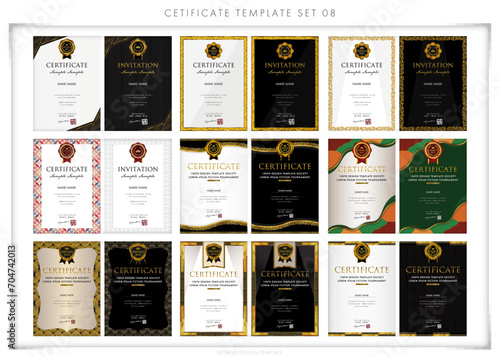 賞状セット8　certificate　ディプロマ　表彰状　フレームデザイン