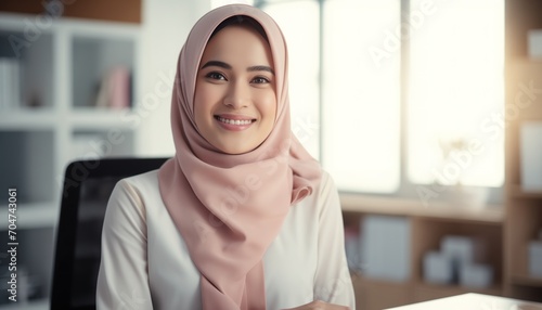 Muslim businesswoman working in the office