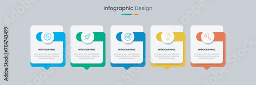 Business infographic design template with icons and 5 options or steps. Can be used for workflow, presentation, etc. Vector illustration photo