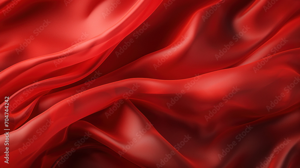 Close-up of a luxurious deep red silk fabric, showcasing the elegant texture and rich color of the material.