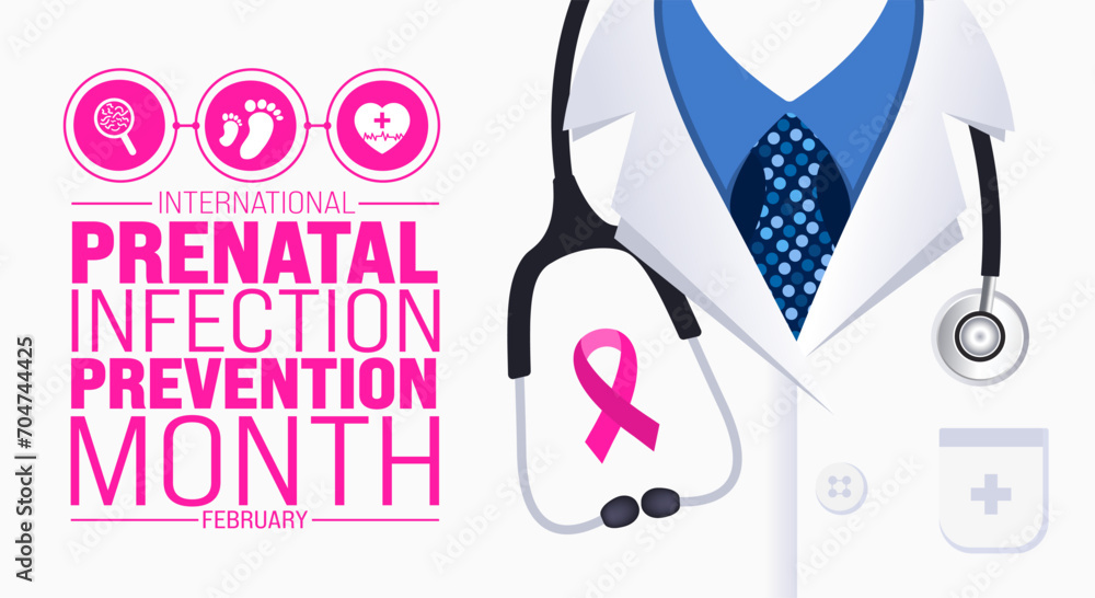 February is International Prenatal Infection Prevention Month background template. Holiday concept. background, banner, placard, card, and poster design template with text inscription and standard