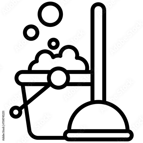 Plunger black outline icon, relate to housekeeping. use for UI or UX kit, web and app development.