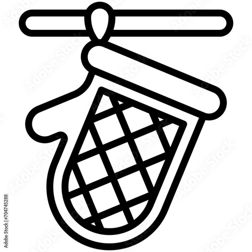 Oven Mitt black outline icon, relate to housekeeping. use for UI or UX kit, web and app development.
