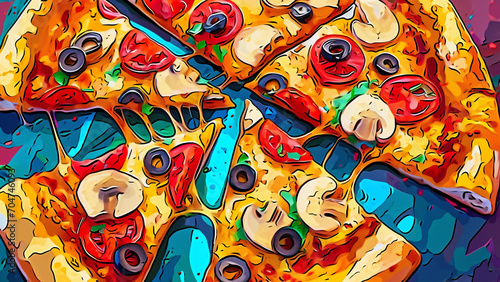 Sizzling Pizza Delight A Pop Art Extravaganza