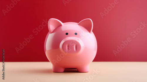 Pink piggy bank with a beaming smile,  a symbol of investment success photo