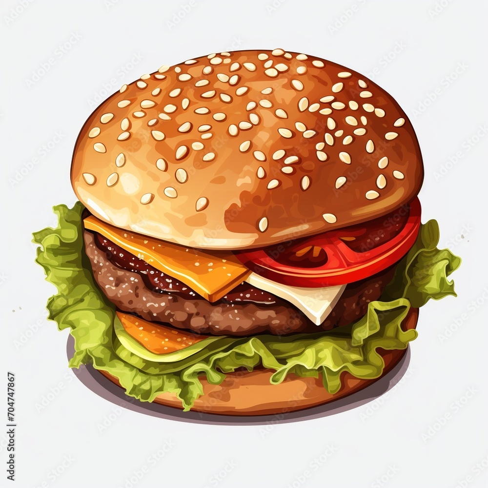A cheeseburger with lettuce and tomato A cheeseburger with lettuce and tomato