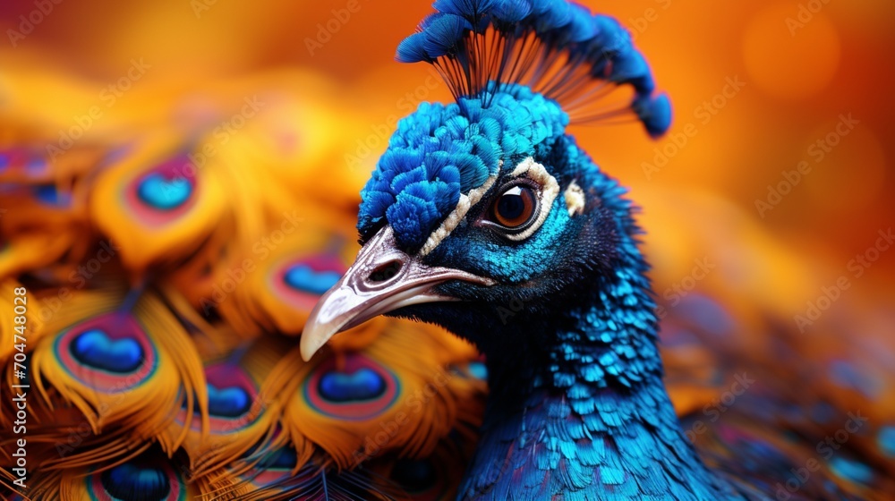Obraz premium Peacock bird colorful blue animal conservation fauna