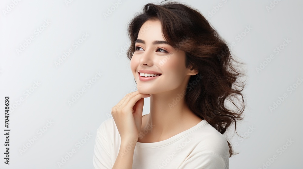 Beautiful young woman with perfect skin and toothy smile Beautiful young woman with perfect skin and toothy smile
