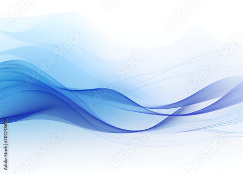Blue abstract wave background with white background. ai generative © Sweet_Harmony💙💛