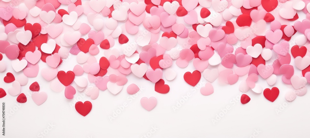 Pink and red hearts confetti background Pink and red hearts confetti background