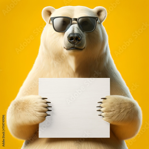 Polar Bear Holding a Placard