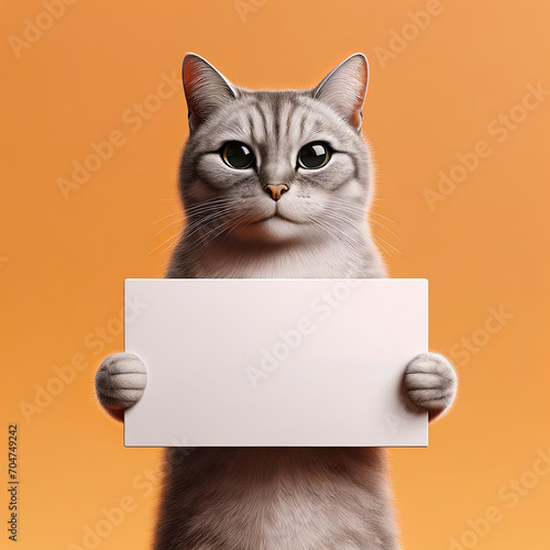 Cat Holding a Placard