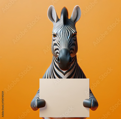Zebra Holding a Placard