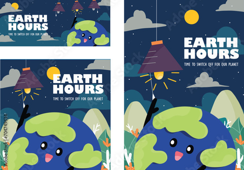 Free vector hand-drawn earth hour illustration with hand switch off the light