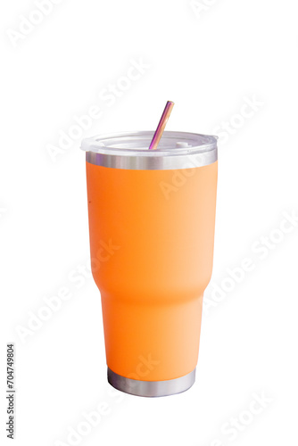 orange travel mug Isolated on white background