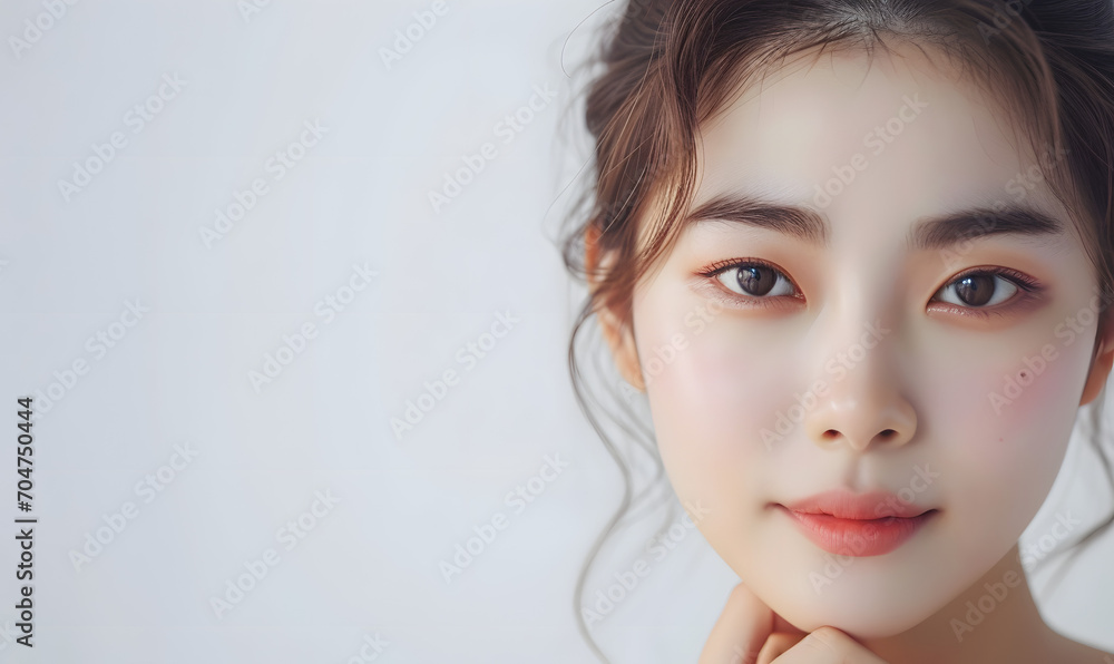 Portrait of beautiful korean women with white background, Generative AI Portrait of beautiful korean women with white background, Generative AI