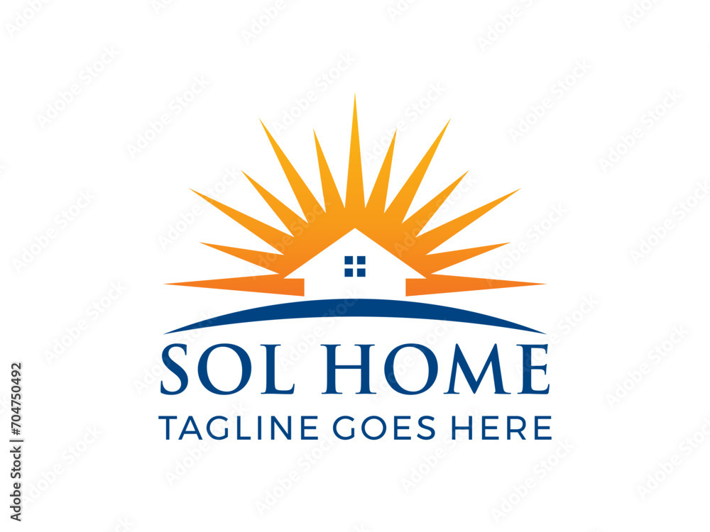 Home sun logo design icon vector template 
