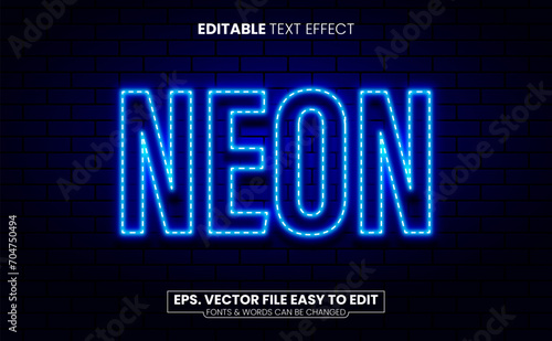 Blue neon editable text effect