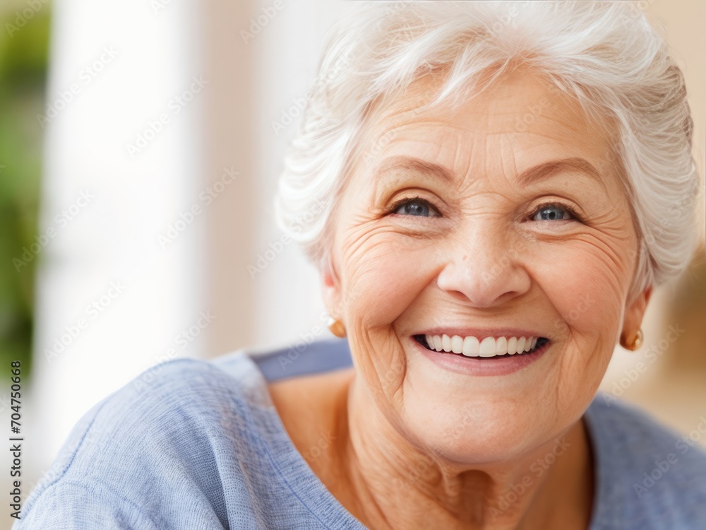 Beautiful Elderly Woman with Gray Hair Smiling Gracefully Beautiful Elderly Woman with Gray Hair Smiling Gracefully